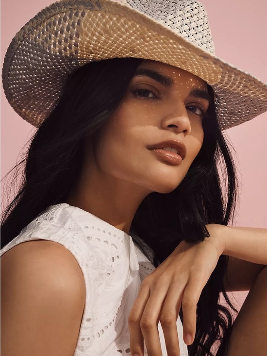 Anthropologie Two Tone Straw Rancher Hat One Size Bendable New main image 8